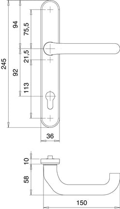 EDI Profiltürgarnitur Kronos 1300/0035 Edelstahl EST ( 3000200033 )