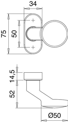 EDI Bouton de porte profilé 2033/1620 Matériau aluminium F1 ( 3000261240 )
