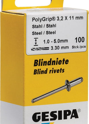 GESIPA rivetto cieco PolyGrip(R) gambo del rivetto d x l 3,2 x 11 mm ( 4000813775 )