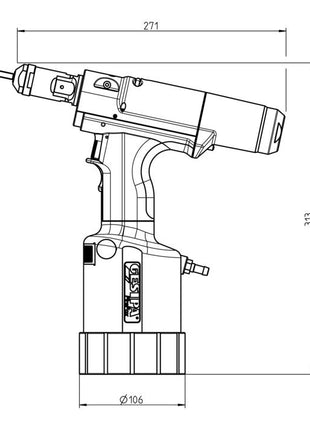 GESIPA FireFox(R) 2 utensile per la regolazione dei dadi per rivetti ciechi Pressione di esercizio 5 - 7 bar ( 4000813081 )