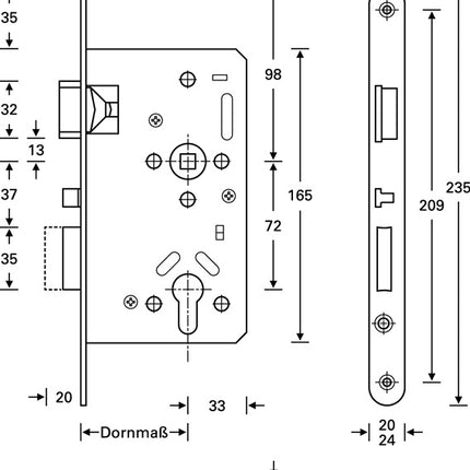 SSF Panic mortise lock Series 20 APK Panic function E rounded ( 3000252896 )