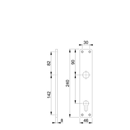 HOPPE long plate pair 202H F1 / natural coloured F1 ( 3000252154 )