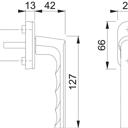 HOPPE window handle Hamburg 0700L/U26 Aluminium F1 Aluminium silver-coloured ( 3000203151 )