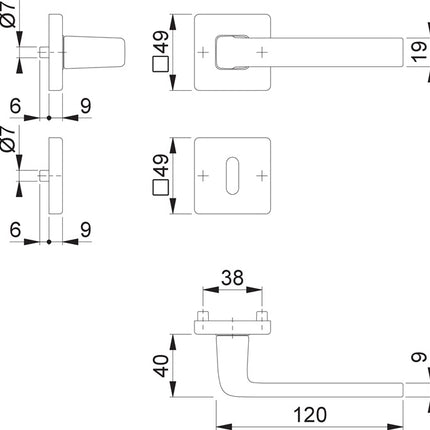 HOPPE rose set Dublin 1124 / 843KV/843KVS Aluminium F1 ( 3000203135 )