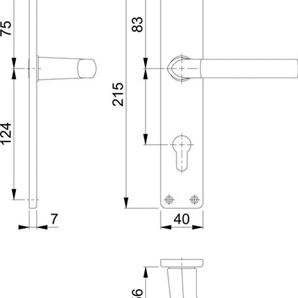 HOPPE Garniture à plaque longue Birmingham 1117/202SP aluminium F2 ( 3000252989 )