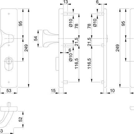 HOPPE Mobili di sicurezza E61G/2222ZA/2210 Acciaio inox F69 ( 3000209796 )