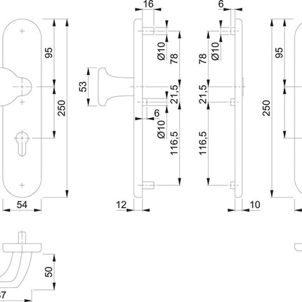 HOPPE Security furniture 86G/3331/3310 Aluminium F1 ( 3000209783 )