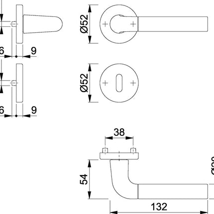 HOPPE Garniture à rosette Brême 1505/42KV/42KVS aluminium F49/F9-2 ( 3000220010 )
