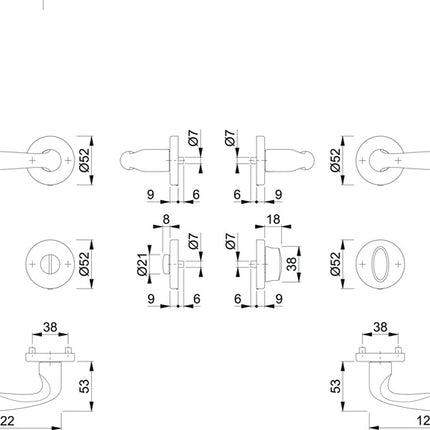 HOPPE set di rose Verona M151/42KV/42KVS ottone F71 ( 3000253734 )