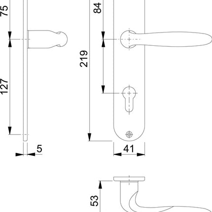 Zestaw długich płytek HOPPE Verona M151/302 mosiądz F71 ( 3000252652 )