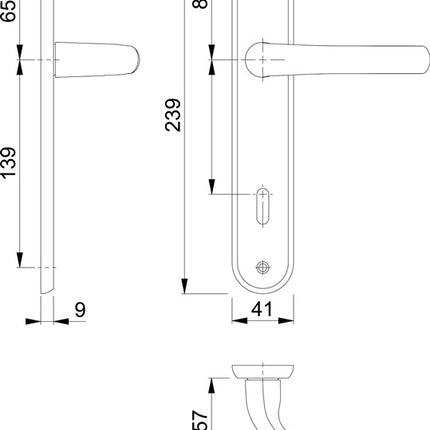 HOPPE long escutcheon set Tôkyô M1710RH/265 brass F71 ( 3000252619 )