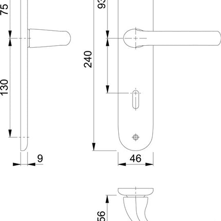 Juego de escudos largos HOPPE Tôkyô 1710/273P Aluminio F2 ( 3000252577 )