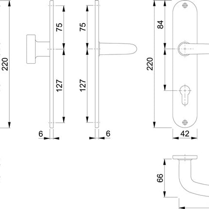 HOPPE zestaw długich rozet Denver E58/302/1310Z stal nierdzewna F69 ( 3000252653 )