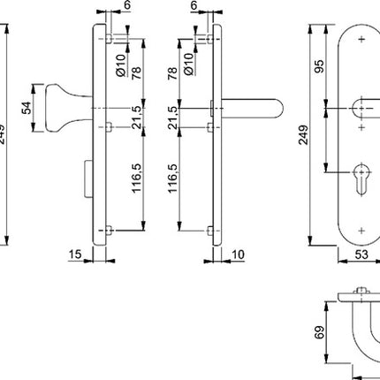 Set di protezione antincendio HOPPE Paris FS-E138F/3332ZA/3310 in acciaio inox F69 D/D ( 3000220049 )