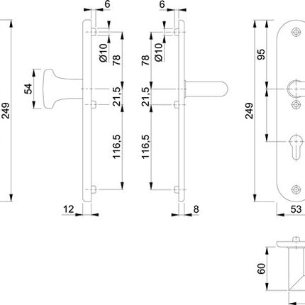 HOPPE Mobili di sicurezza Utrecht E86G/3331A/3440/1444Z Acciaio inox F69 ( 3000220008 )