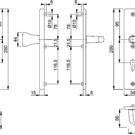 HOPPE Security furniture Birmingham 78G/2222A/2440/1117 Aluminium F2 ( 3000220059 )