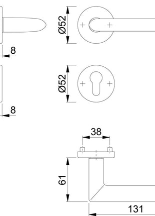 HOPPE Escutcheon set Stockholm E1140Z/42KV/42KVS Stainless steel F69 ( 3000252114 )
