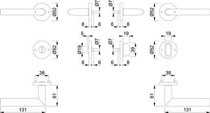 HOPPE Juego de escudos Estocolmo E1140Z/42KV/42KVS Acero inoxidable F69 ( 3000252132 )