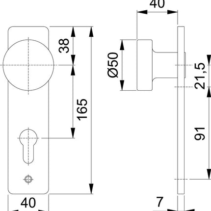 HOPPE Manopola piastra corta 58/202K Alluminio F1 ( 3000252051 )