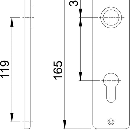 HOPPE short backplate pair 202KP/AP aluminium F2 ( 3000252142 )