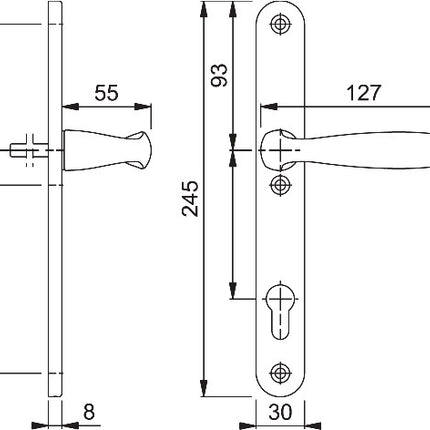 Zestaw drzwi HOPPE 1/2 profil New York 1810/3346SN Aluminium F9016 ( 3000203615 )