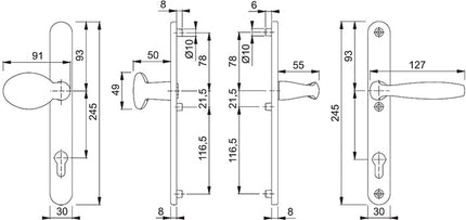 HOPPE set di porte profilate New York 76G/3346/1810 Alluminio F1 ( 3000203628 )