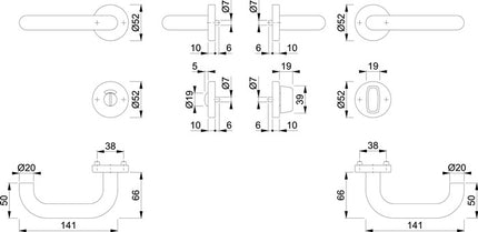 Zestaw róż HOPPE Paris E138/42H/42HKVS stal nierdzewna F69 ( 3000203102 )
