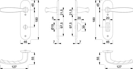 Zestaw krótkich rozet HOPPE New York 1810/273KP Aluminium F1 ( 3000203556 )