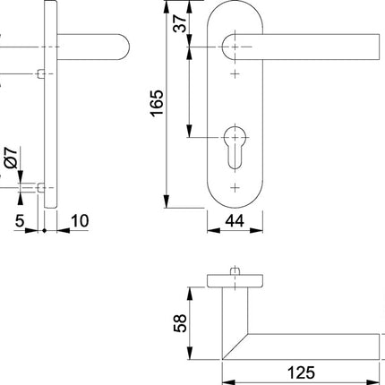 HOPPE short escutcheon set Amsterdam E1400/353KH stainless steel F69 ( 3000203119 )