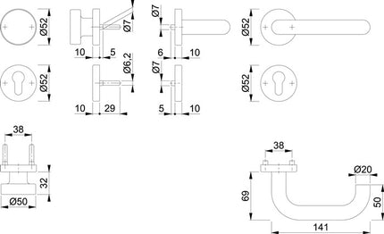 Zestaw przeciwpożarowy HOPPE Paris FS-E58/42H/42HS/138 stal nierdzewna F69 D/K ( 3000203109 )