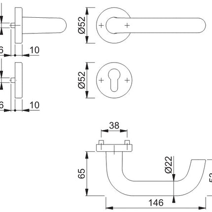 HOPPE escutcheon set Paris 138/42H/42HKVS Aluminium F1 ( 3000220113 )