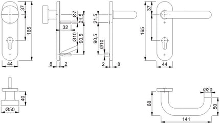 HOPPE set di rosette corte Paris E58/353K/138Z in acciaio inox F69 ( 3000203015 )