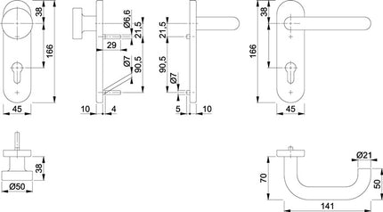 HOPPE Fire protection set Paris FS-58/353KH/138 Aluminium F1 D/K ( 3000251138 )
