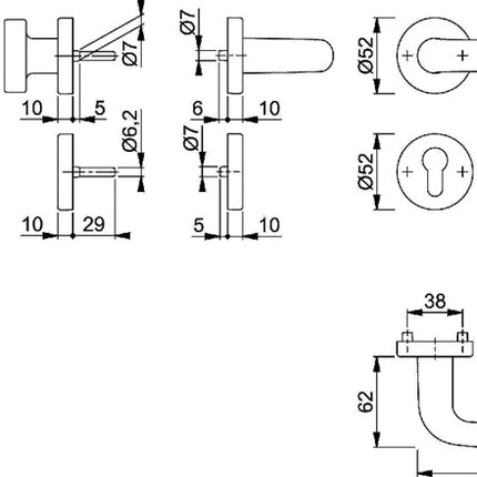 HOPPE Fire protection set San Francisco FS-58/42H/42HS/1301 Aluminium F1 D/K ( 3000202073 )