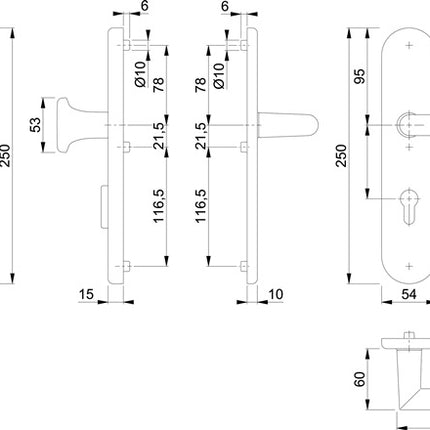 HOPPE Security furniture Amsterdam 86G/3332ZA/3310/1400 Aluminium F1 ( 3000209120 )