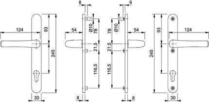 HOPPE Profiltürgarnitur Tôkyô 1710RH/3346 Aluminium F1 ( 3000252775 )