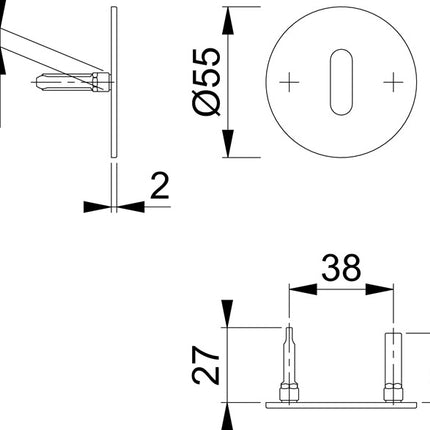 Par de rosetas de llave HOPPE E849NS acero inoxidable F69 ( 3000203535 )