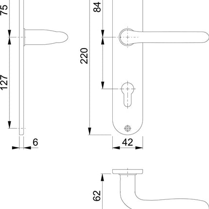 HOPPE long escutcheon set Cardiff E1850Z/302 stainless steel F69 ( 3000252429 )