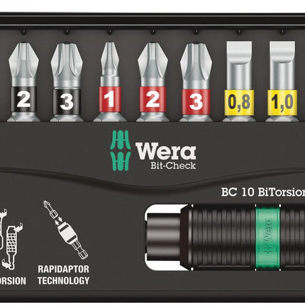 WERA Bit-Check 10 BiTorsion 1 Juego de puntas de 10 piezas ( 4000829670 )