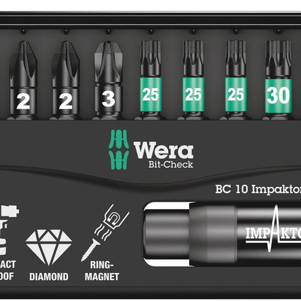 Surtido de puntas WERA Bit-Check 10 Impactor 1 10 piezas ( 4000829046 )