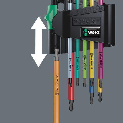 WERA juego de llaves hexagonales en L 967 SPKL 9 piezas T8 - T40 ( 4000825553 )