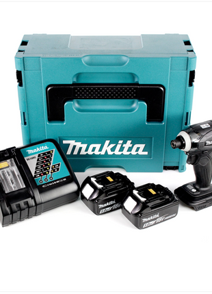 Makita DTD 146 B RTJ 18 V Li-ion Akku Schlagschrauber in Schwarz im Makpac mit 2x BL 1850 B 5,0 Ah Akku und DC 18 RC Ladegerät - Toolbrothers