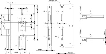 BKS Zimmertür-Einsteckschloss 0515 PZ 24/ 60/72/8 mm DIN links ( 3322024019 )