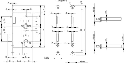 BKS Government mortise lock 0615 PZW 24/65/72/8 mm DIN left ( 3000251559 )