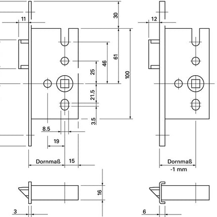 BKS mortise latch lock 1307 20/55/8 mm DIN left / right ( 3000250800 )