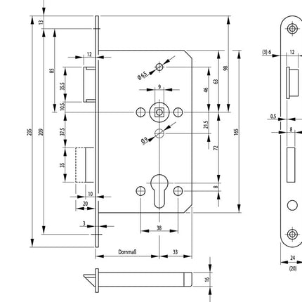 BKS Panic mortise lock 1201 Panic function D rounded ( 3000251572 )