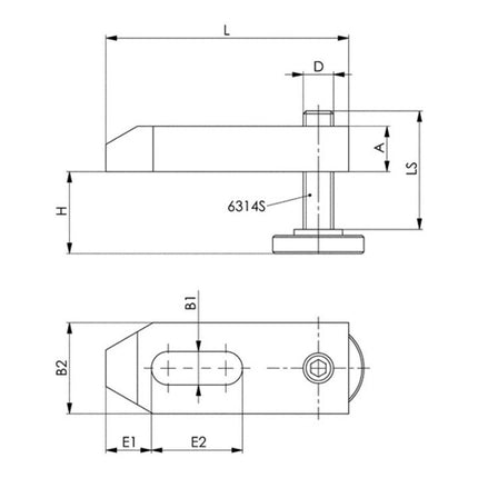 Abrazadera AMF nº 6314V para ranura en T 12 + 14 mm ( 4000603022 )