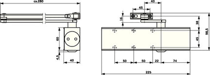 DORMAKABA scissor door closer TS 73 V silver EN 2-4 ( 3000255110 )