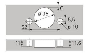 Cerniera grandangolare HETTICH Sensys 8657i con ammortizzazione integrata TH 54 ( 8000612701 )