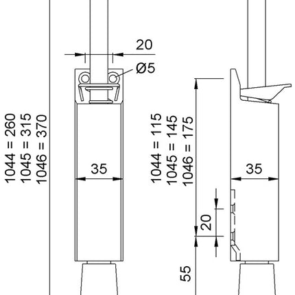 KWS Arrêt de porte 1044.02 Aluminium laqué couleur argent ( 3000255909 )